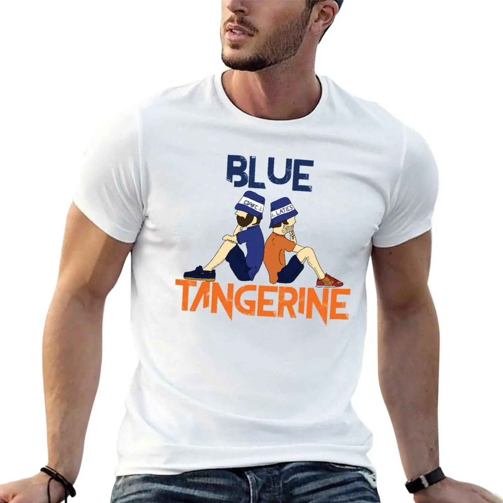 Retro Oldham Athletic Blue And Tangerine T-Shirt Retro Graphic Print T-Shirt