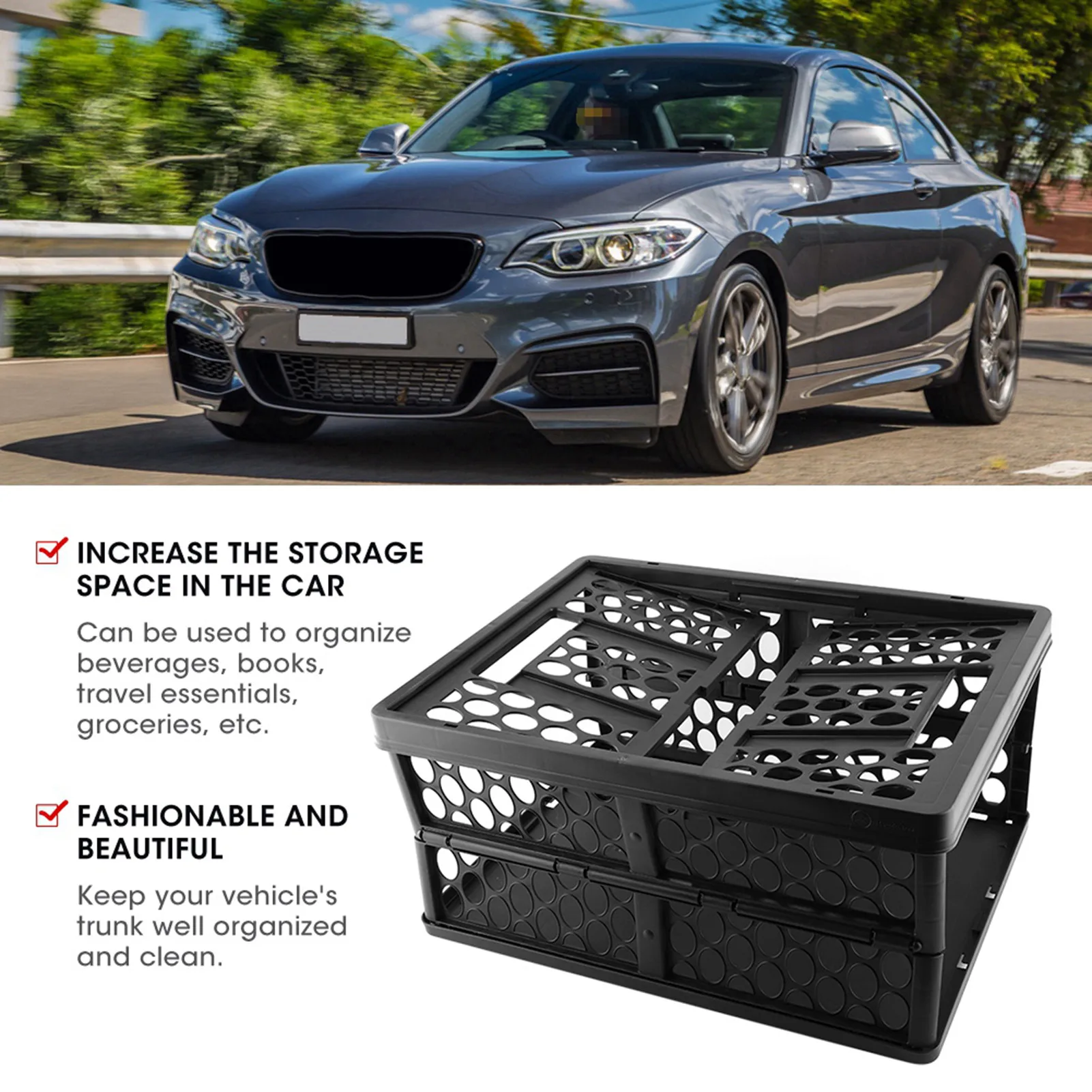 

Car Trunk Storage Box Trunk Storage Shopping Crate Basket Fit for Mercedes Benz A2038400020 Car Trunk Organizer