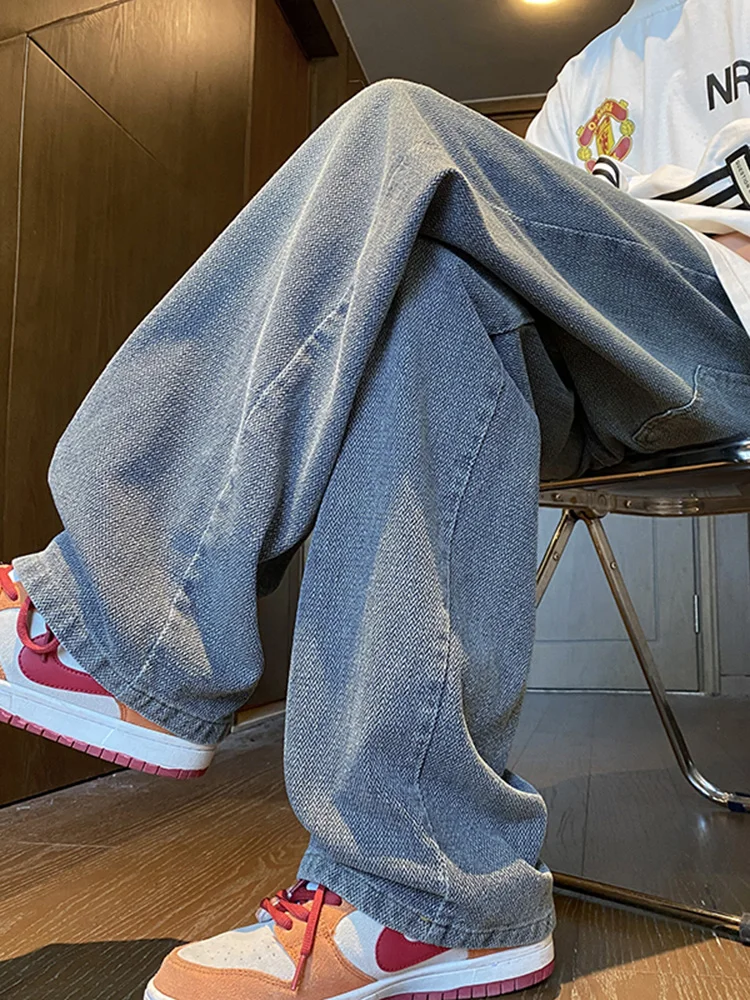 

Мужские джинсы с узором «Звездная ночь», повседневные винтажные джинсы свободного кроя с широкими штанинами, удобные джинсовые брюки для весны и осени