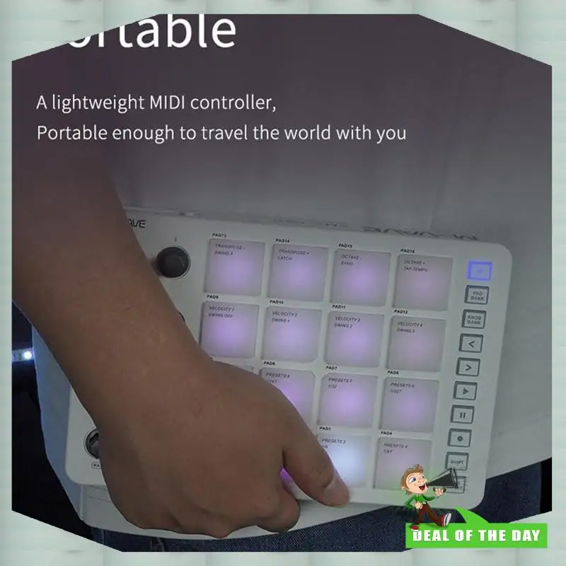 

24-Hour Delivery M-VAVE Wireless MIDI Pad Bluetooth MIDI Controller,16 Pads & 8 Assignable Knobs, Portable USB-C Powered W/Built