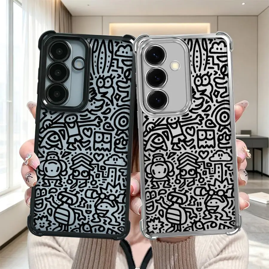 Phone Cover Case for Samsung Galaxy A27 A13 A25 A33 A37 A26 A16 A15 A52 A17 A21s A35 A36 A57 A24 Creative Cartoon Graffiti