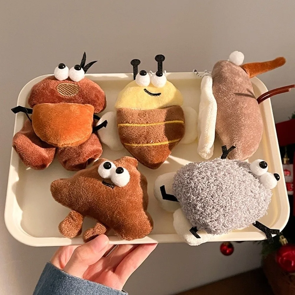 Mosquito Plush Insect Pendant Cockroach Fly Insect Series Keychain Hanging Ornaments Decoration Stuffed Animal Pendant