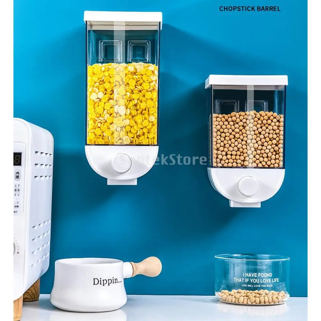 Wall Mount Dry Dispenser Cereal Dispenser- Grain Rice Container, 1000/1500ml