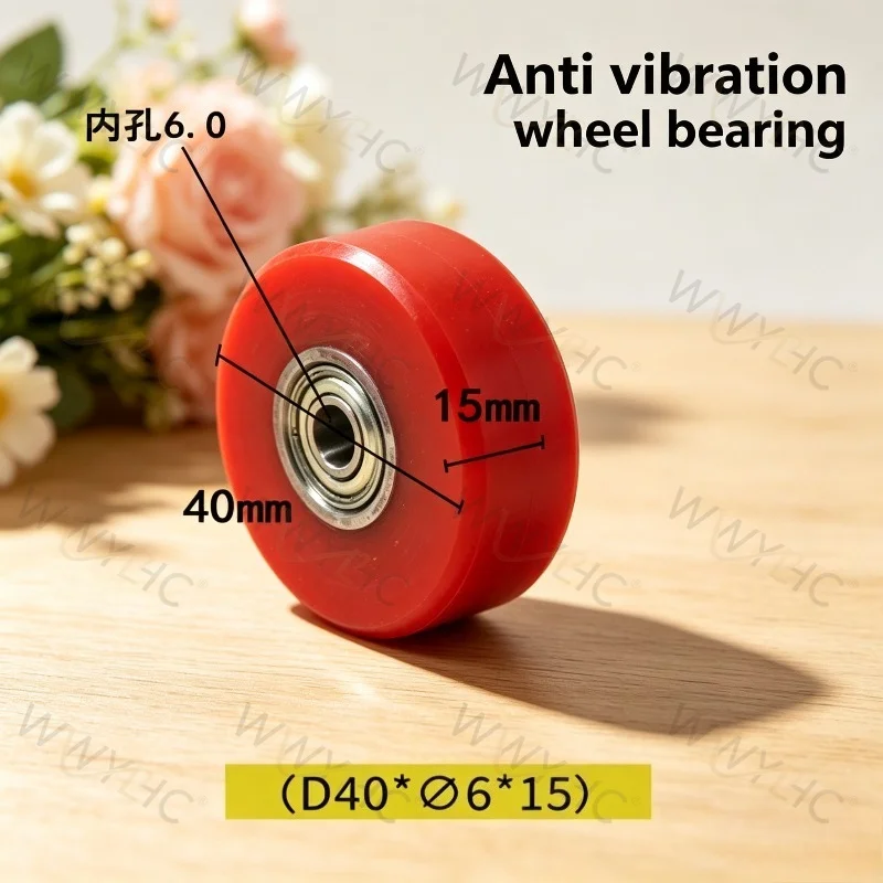 Red Anti‑Vibration Roller 40×18×8mm for Automatic Bar Feeder Spare Part