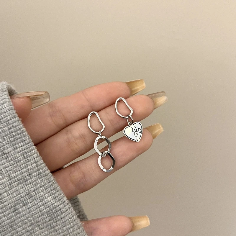 

Асимметричные серьги в форме сердца из стерлингового серебра 925 пробы, модные серьги с уникальным изысканным дизайном, аксессуар для женщин