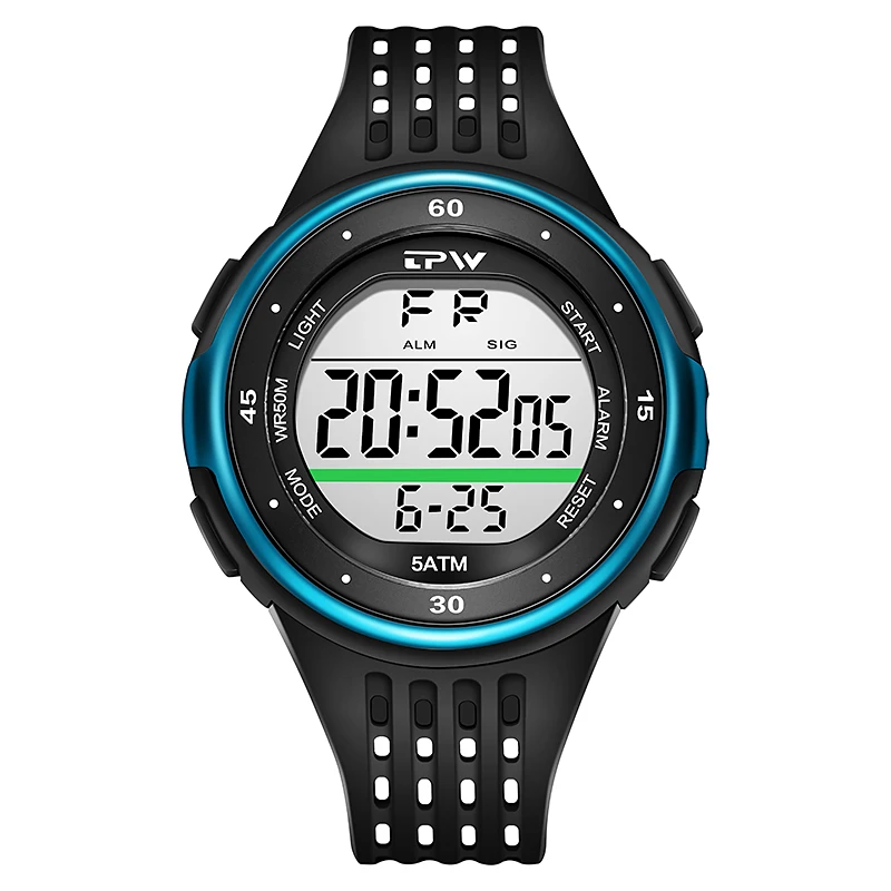 Sport Watch 5ATM Water Resistance Digital Canlendar Week Display