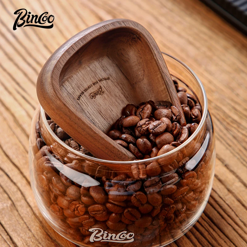 Bincoo measuring spoon Coffee bean North American walnut wooden weighing bean saucer Exquisite home barista with coffee utensils