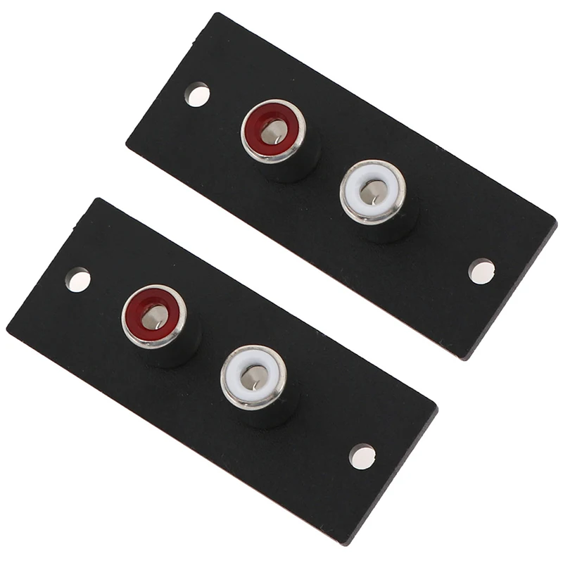 2pcs 2 Way Copper Core RCA Terminal Wall Panel Plate Input Phono Chassis Socket Audio AV Adapter