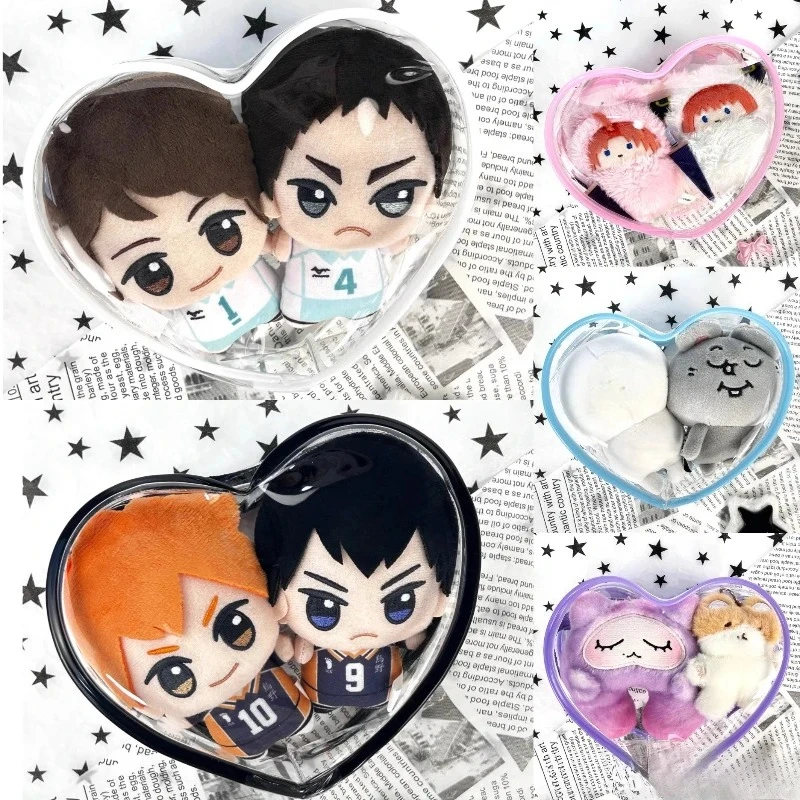 Bolsas de almacenamiento de muñecas Love PVC para parejas de muñecas de 10cm, funda protectora transparente colorida, caja organizadora, bolsa de exhibición con cordón, nuevo