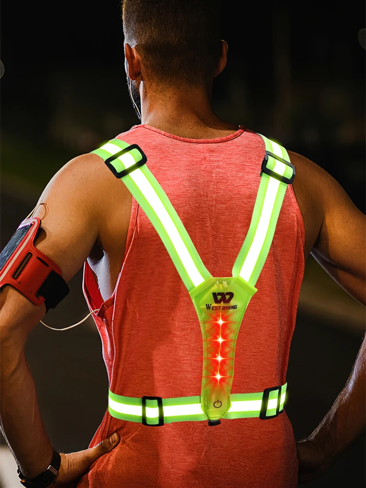 WEST BIKING Reflektierende LED-Lichtweste, USB-Aufladbar, 3 Modi Einstellbar, Nachtlauf- und Fahrrad-Sicherheitsausrüstung für Männer und Frauen – Detail 16