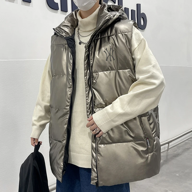 

Новая мужская легкая пуховая жилетка 2025 года для пар, универсальная зимняя верхняя одежда, модный бренд, с пуховым наполнителем, свободный крой.