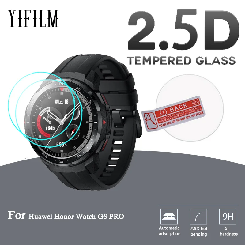 Vidrio templado transparente para Huawei Honor Watch GS PRO, Protector de pantalla de reloj inteligente, vidrio antiarañazos Protector, 2 uds., 2.5D