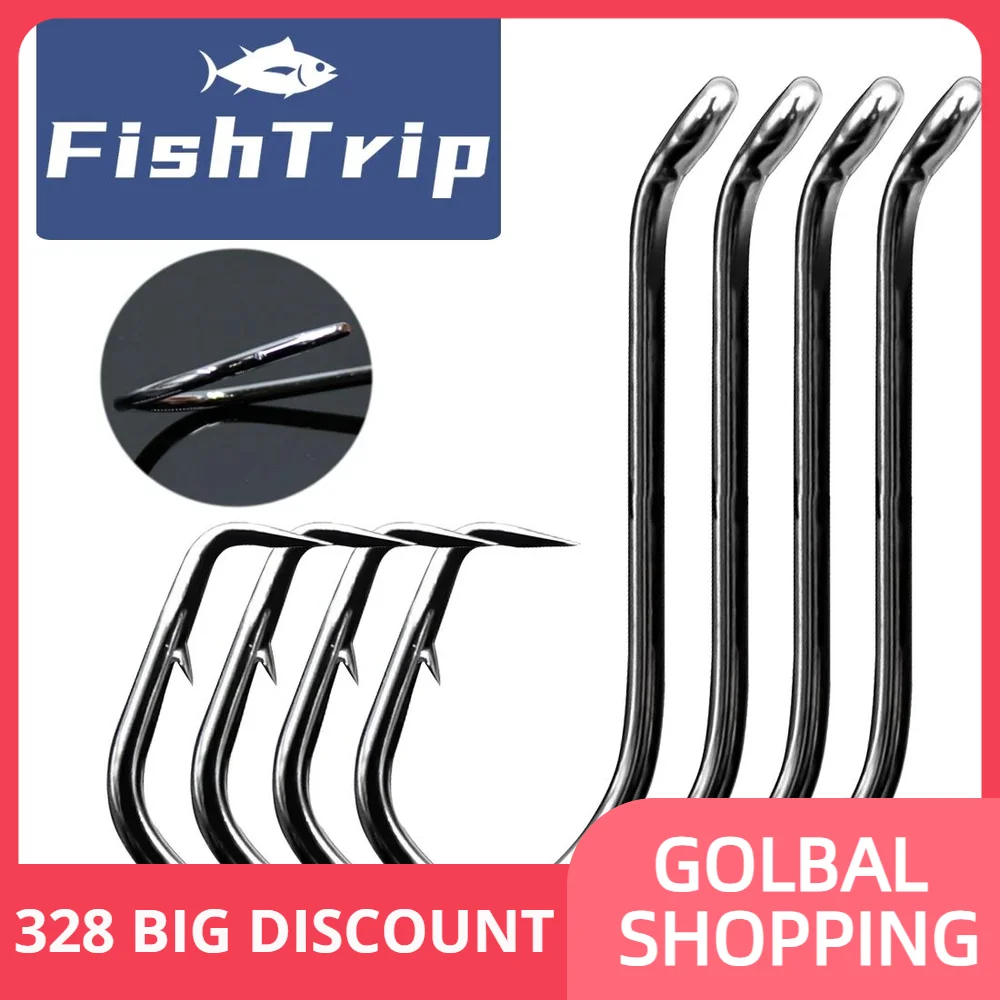 FishTrip Octopus Hook Offset Carp Circle Hook 2X Strong Live Bait Barbed Fishing Hook for Saltwater & Freshwater Catfish Bass