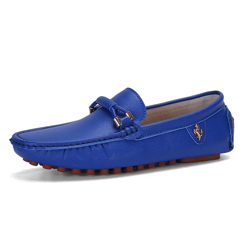 Big Size 47 48 Blue Loafers Men Handmade Leather Shoes Casual Driving Dad Flats Slip-On Moccasins Men Shoes Chaussure Homme