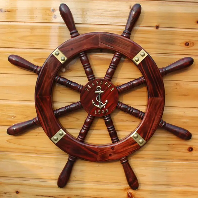 

Old boat rudder retro pilot rudder bar restaurant decoration solid wood crafts American Mediterranean steering wheel
