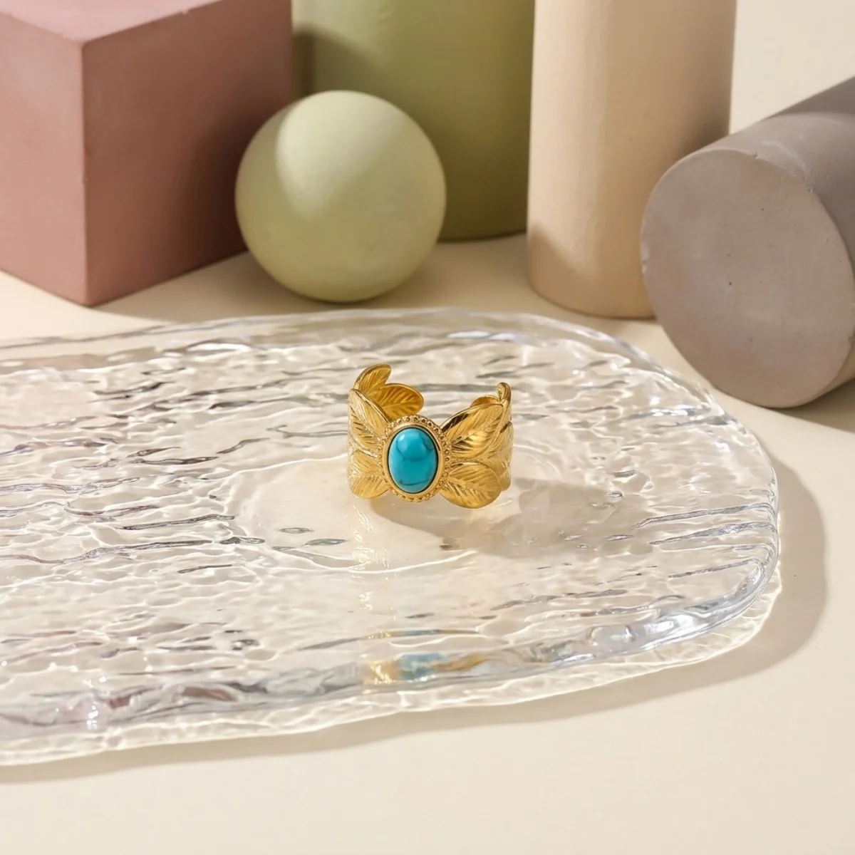 Edelstahl Blau Naturstein Geometrische Fingerringe für Damen und Herren Französischer Vintage Sonnenblumen-Blatt Runder Ovaler Ring Schmuck – Detail 39