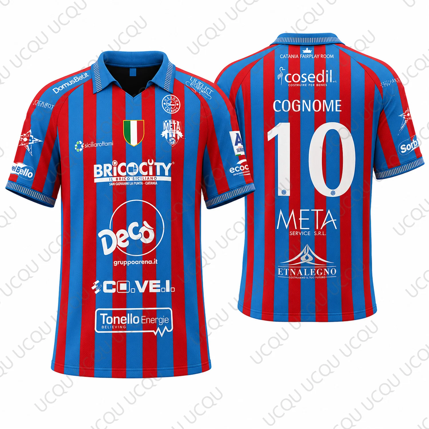 Nova Camisa de Futsal Meta Catania 2026 para Adultos e Crianças, Listrada em Vermelho e Azul, Secagem Rápida