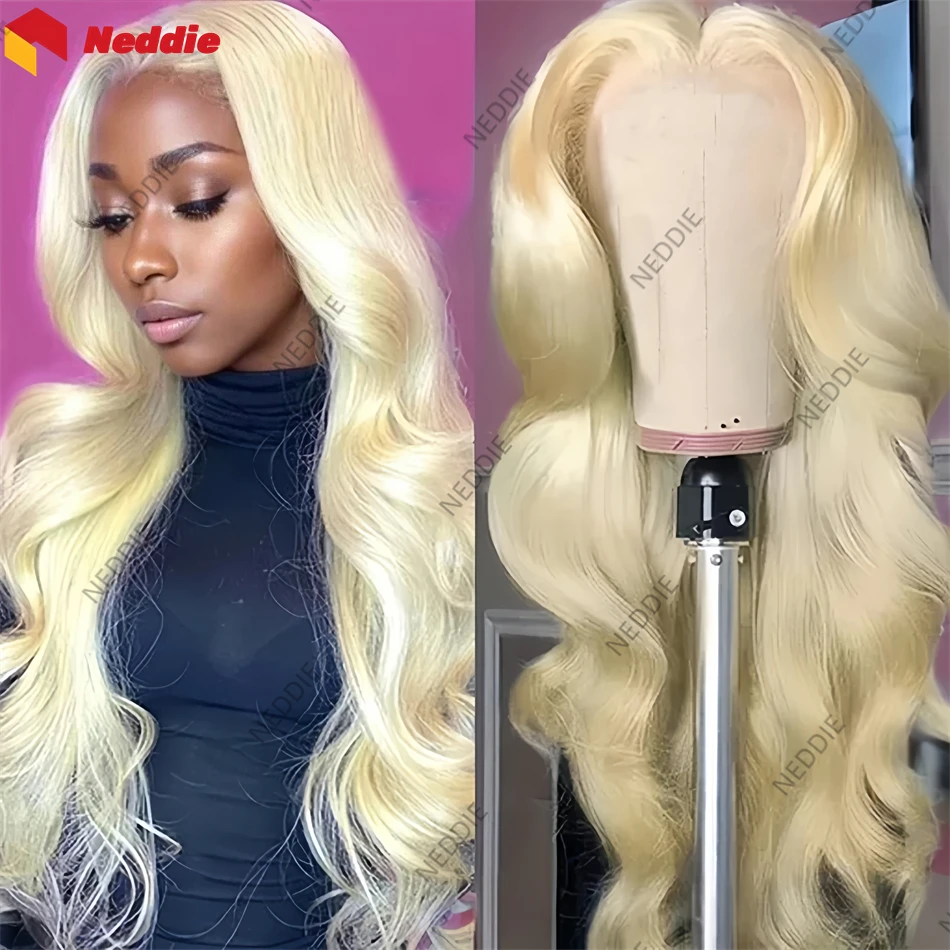 

new 613 Colored Body Wave 13x6 Lace Front Neddie Preplucked Free Wigs 100% Human Hair Long Lace Frontal Wig On Sale Clearance