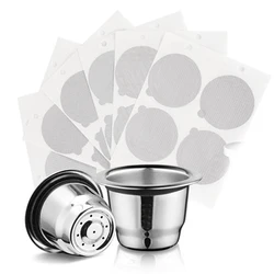 Refillable Nespresso Coffee Capsulas with Foils Sticker Brewer Lid Stainless Steel Reusable Italian Coffee Capsule Filters Cup