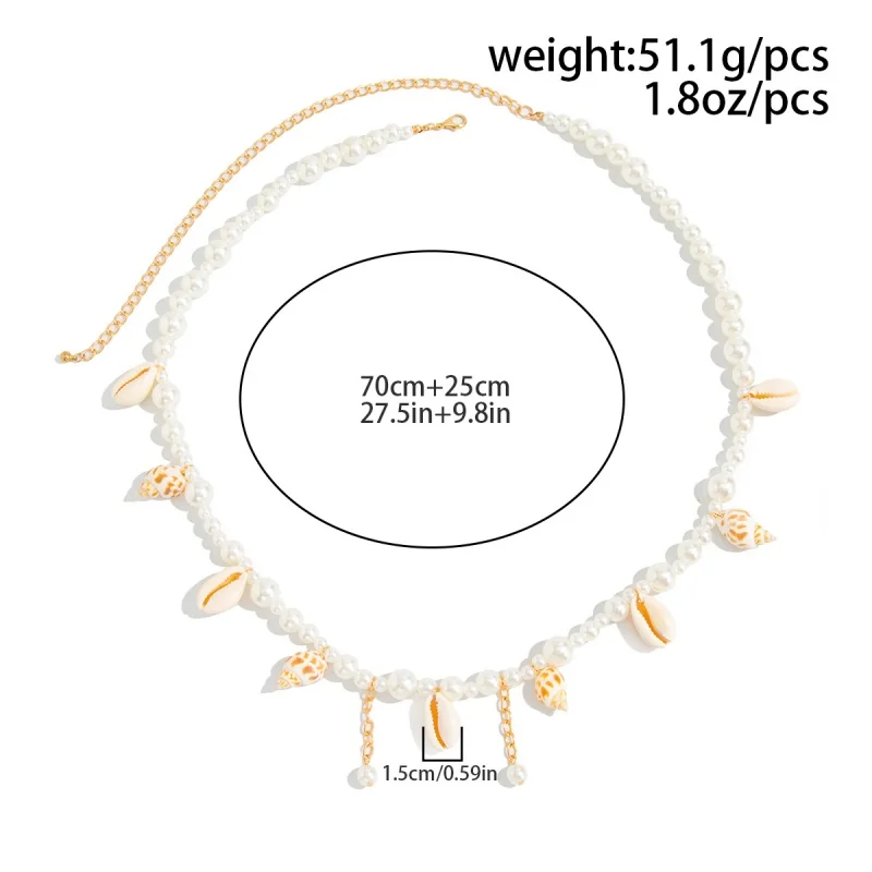 Bohemian Summer Beach Starfish Scallop Waist Chain for Women Seaside Imitation Pearl Conch Pendant Body Belts Chains Gift