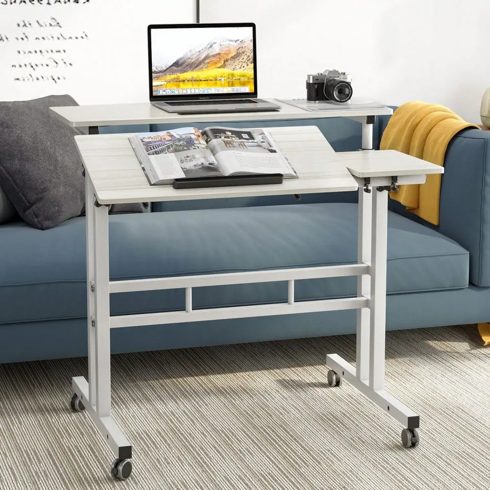 

Adjustable Height Standing Desk, Portable Office Desk With Cup Holder And Headphone Hook, Standing Home Desk, Black