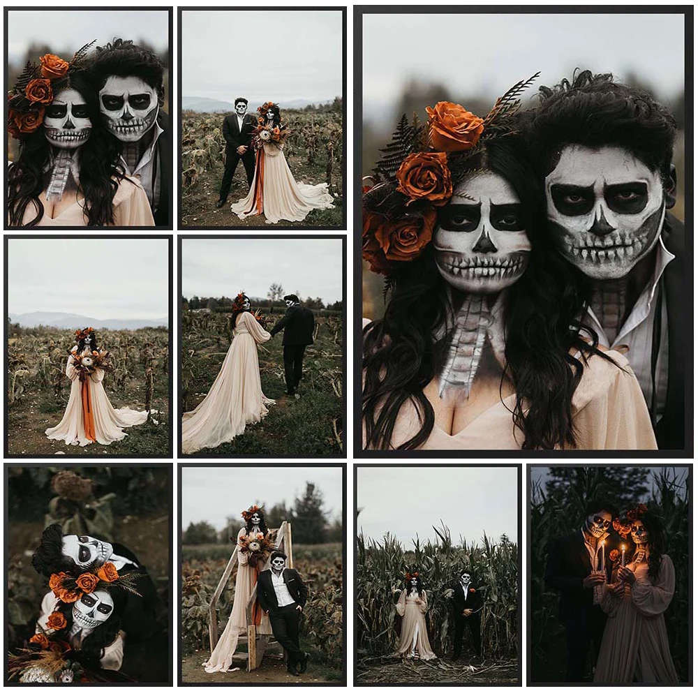 

Mexican Day of the Dead Halloween Ghostface Poster Wall Art Canvas Painting Home Decor Wall Pictures For Living Room Unframed