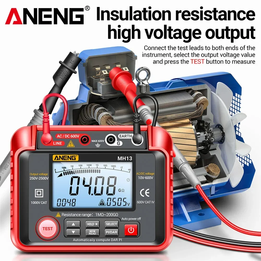 ANENG MH13 megohmmeter Ohm teszter Digitális multimeter megometro Szigetelés Föld Magas feszültség Ellenállóképesség Fogyasztásmérő teszter Munkaeszköz