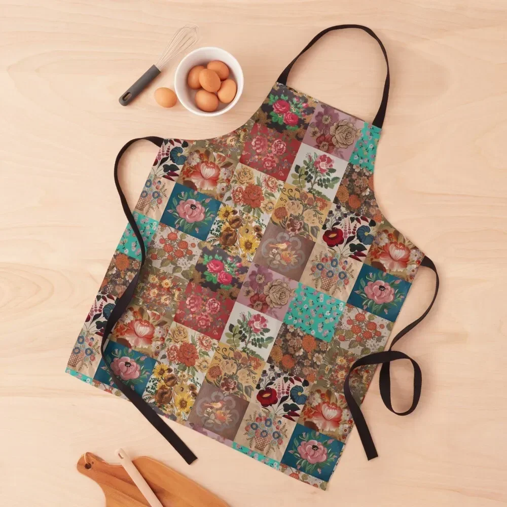 

Wild Woman Gypsy Patchwork Quilt Apron Bib For Kitchen Waterproof Hairdresser kitchen jacket woman Apron