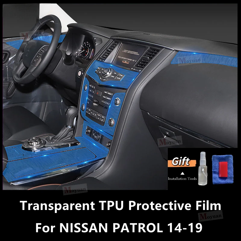 

For NISSAN PATROL 2014-2019 Screen TPU Transparent Protect Film Car Interior Sticker Gear Navigator Door Panel Car Accessories