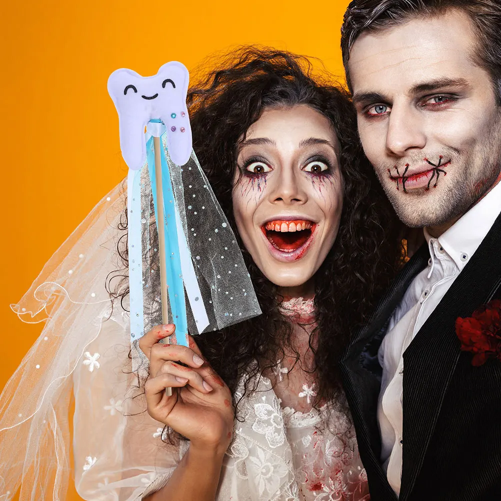 2 قطعة الصولجانات الجنية الأسنان الملونة على شكل الأسنان عصا فستان أداء الحفلات الدعائم عيد ميلاد المهرجانات الأميرة الجنية الصولجانات