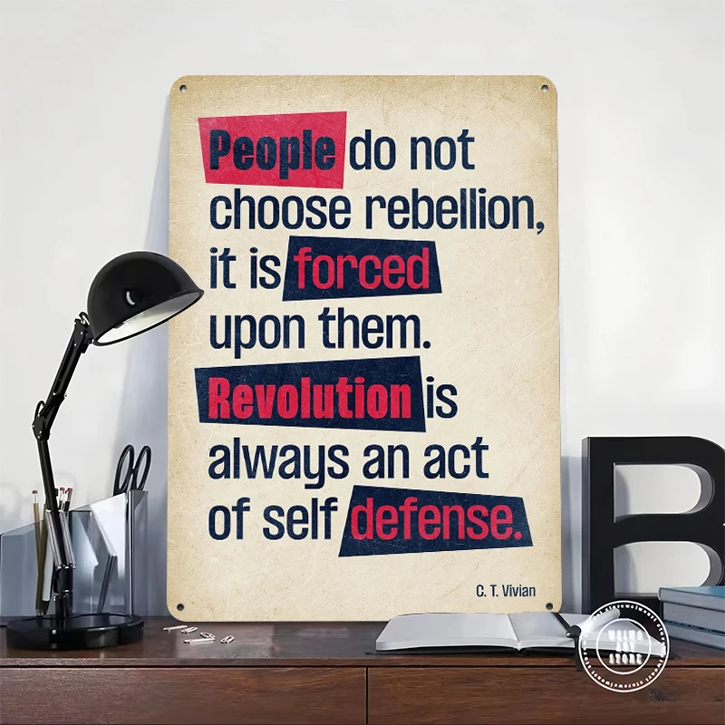 Revolution Is an Act of Self Defense Poster Customized Vintage Metal Signs Wall Art Retro Tin Plaque for Home Decoration Luxury