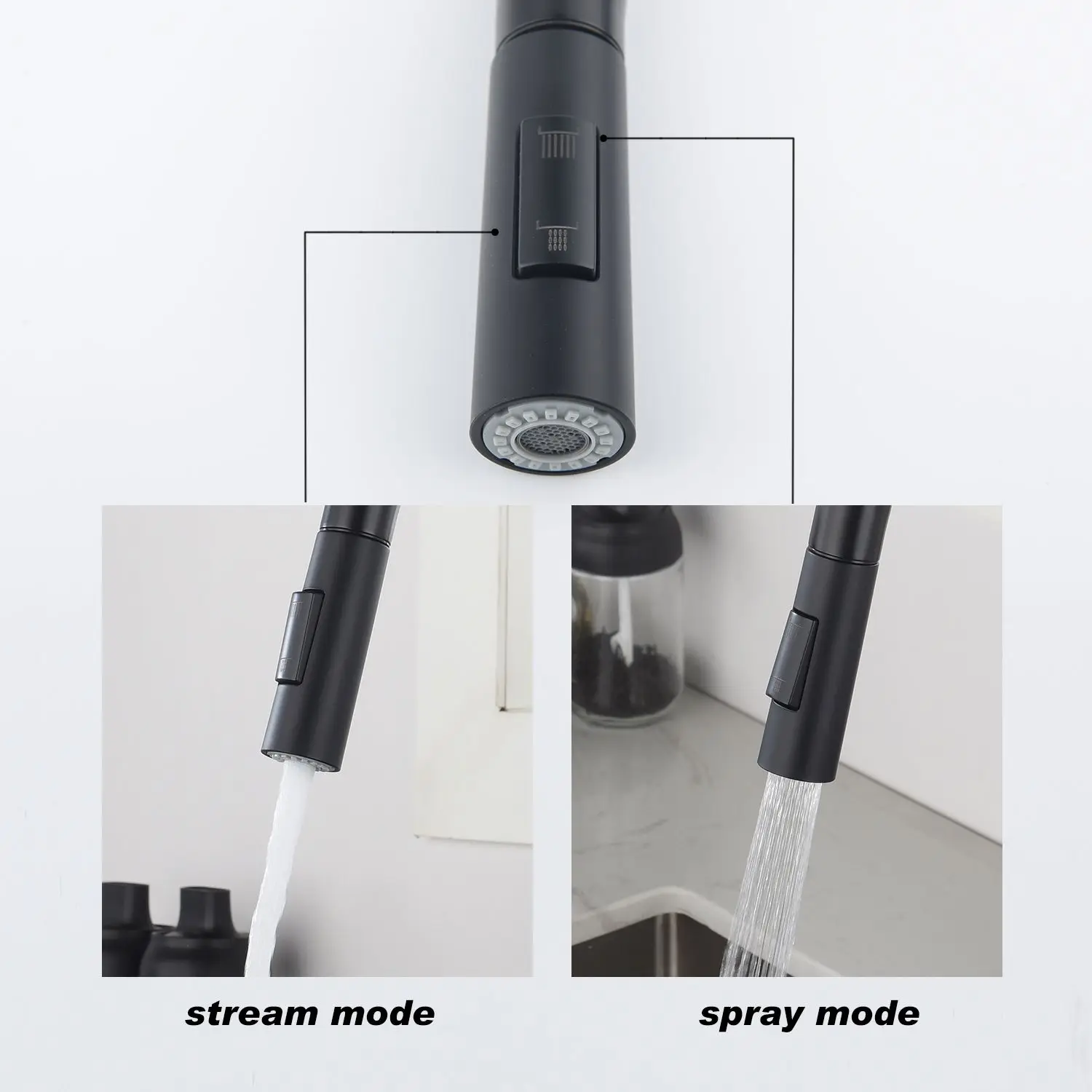 Grifo de cocina extraíble con Sensor de níquel cepillado, grifo mixto de inducción inteligente negro de acero inoxidable, grifo de fregadero con Control táctil