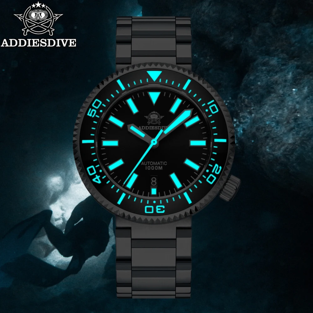 ADDIESDIVE Sapphire Automatic Mechanical Watches Ceramic Bezel Black NH35 Luxury Watch 1000m Waterproof Luminous Dive Wristwatch