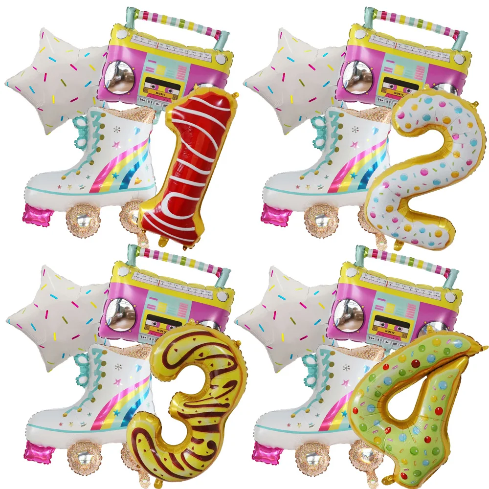 4 قطعة راديو الرول الزلاجات احباط بالونات الهيليوم ل 80s 90s زينة حفلة عيد ميلاد سعيد نفخ الهواء Globos الإمدادات