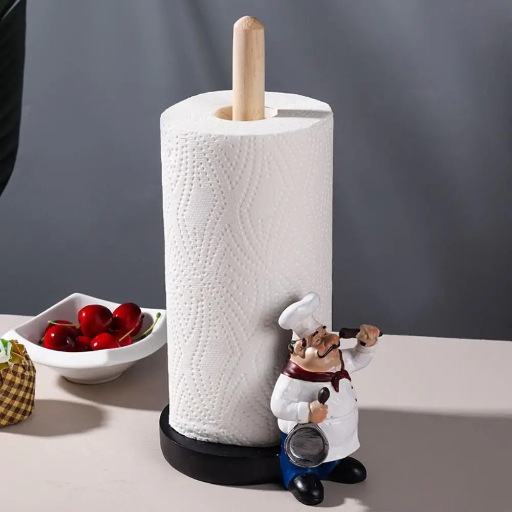 Creative Chef Figurine Paper Roll Holder Mini Exquisite Double-Layer Paper Towel Holder Simple Durable Cafe Paper Towel Holder