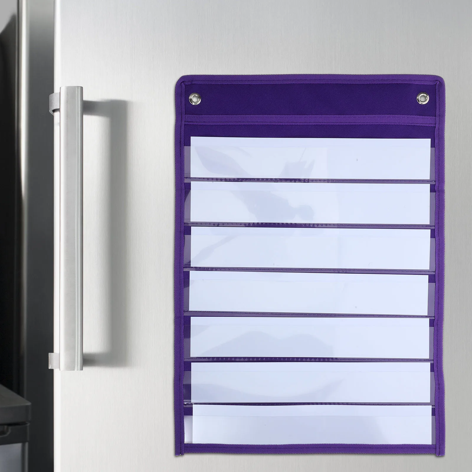 

1 set 1 Set Magnetic Hanging Pouch Wall Door Storage Bag Multi Pockets Classroom Schedule Pocket Chart Sentence Strip