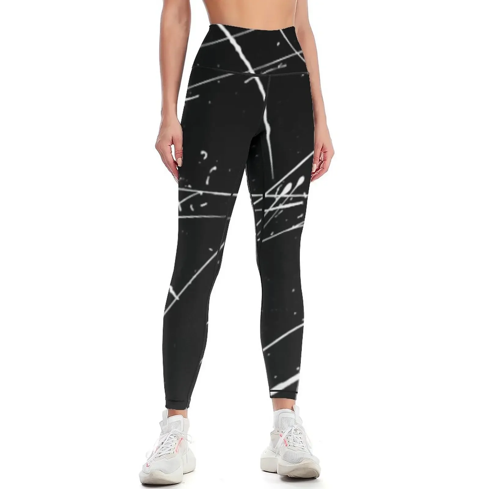 MONOCHROME MINIMALISM SPLATTER ABSTRACT PATTERN Leggings gym pants for girls Women's sports Leginsy push up Womens Leggings