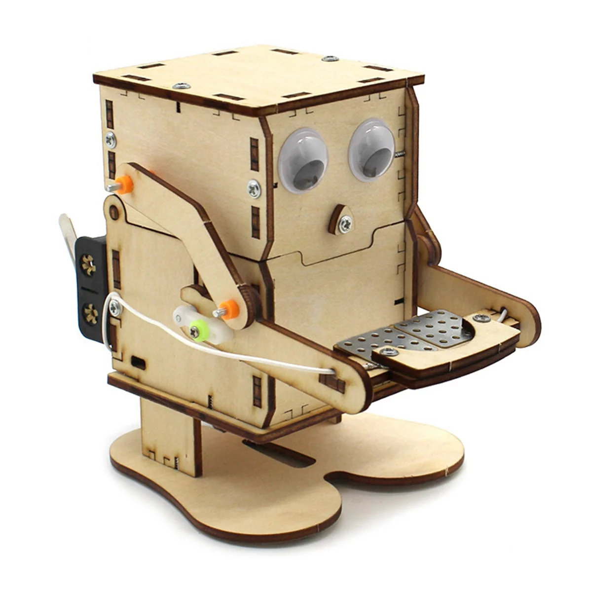 Robot Eating Coin Wood DIY Model Teaching Learning Stem Project Kit for Kid Science Experiment Wooden Assembly Kit