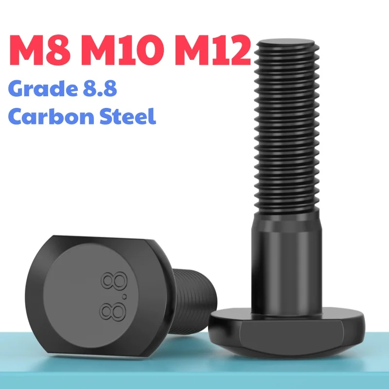 Grade 8.8 Carbon Steel M8 M10 M12 Black Full/Half Threaded T-Slot Chute Rail Track Screw Type Rectangle Hammer Head Bolt