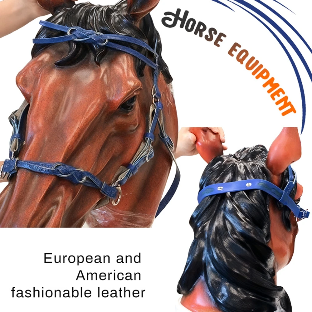 

Protective Horse Headgear & Rein Harness Equestrian Pu Leather Horses Bridle Halters Adjustable Halter With Comfort Fit Design