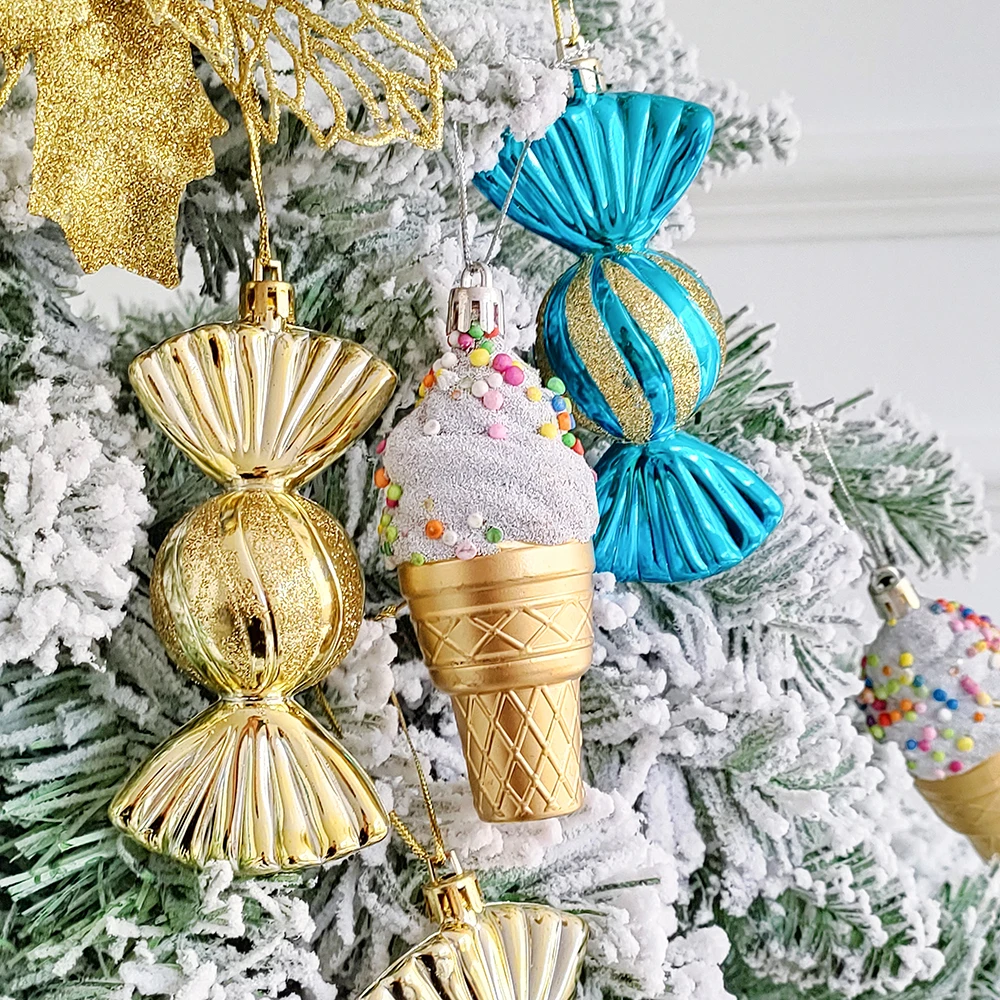 3Pcs/Set Christmas Ice Cream Candy Pendant Cute Merry Christmas Hanging Ornaments Xmas Tree Home Party Decorations Noel Navidad