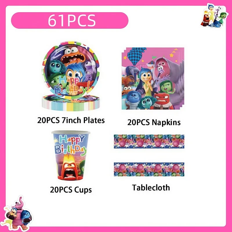 Disney Inside Out 2 Birthday Party Supplies Decoration Tableware Banner Background Balloon Cup Inside Out Party Favors For Kid