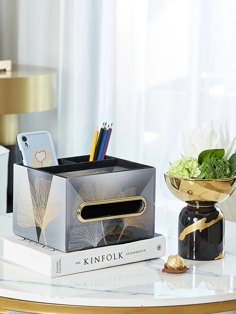 Creative Light Luxury Style Tissue Box, Living Room Tea Table, Multi functional Remote Control Storage