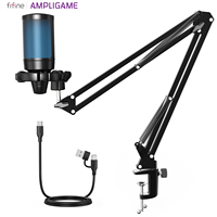 AmpliGame by FIFINE Gaming Microphone Kit with Mute for mobile,USB RGB Mic Set with Arm Boom for PC,Laptop,PS5,Streaming-A2T