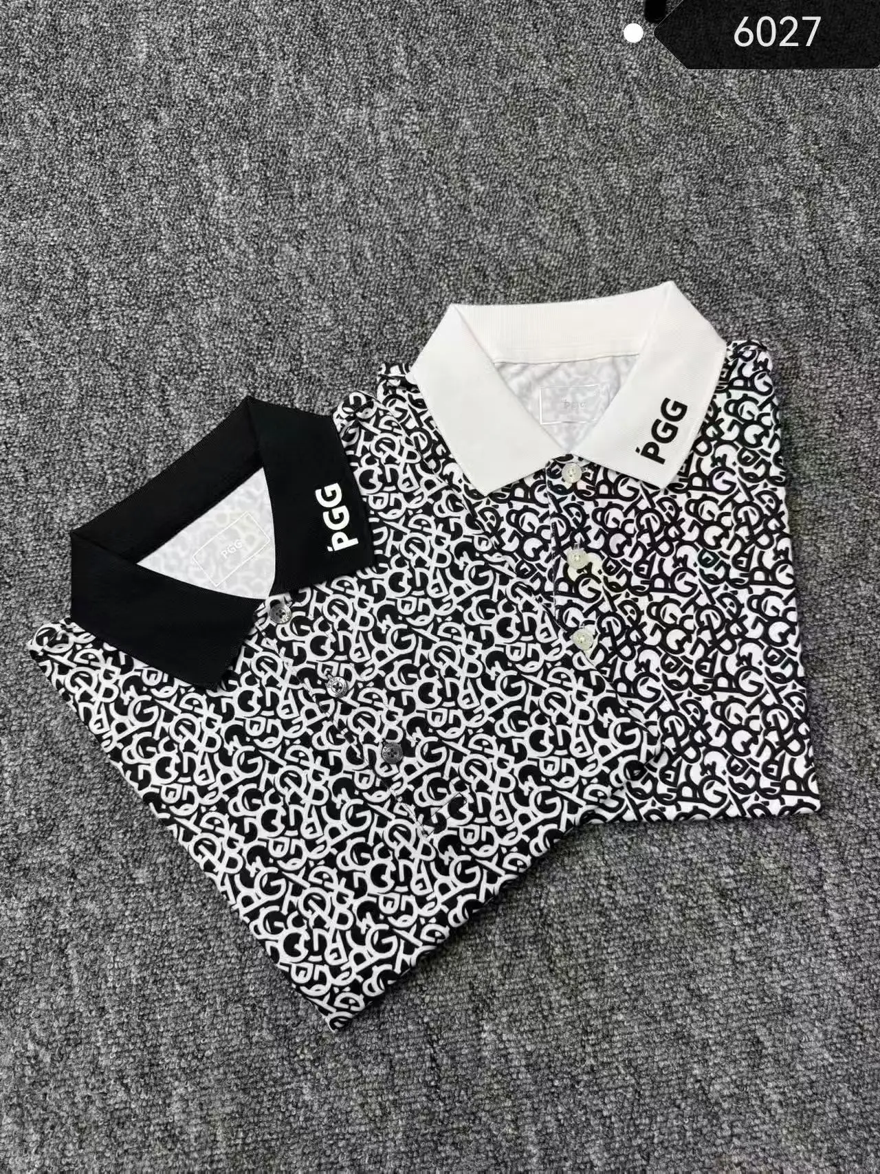 Pearlygates PG men's and women's contrasting collar full print short sleeved golf lapel shirt slim fit easy to match gift - view 2