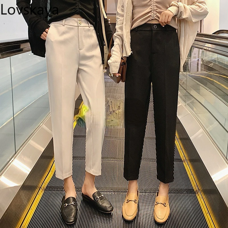 

Korean version of new smoke pipe pants high waisted straight tube drape Harun women's pants casual suit pants for women