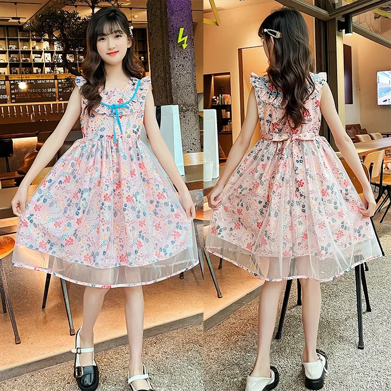 2024 Korea Summer Children Cotton Sleeveless Children Dress Sundress Dress Fashion Clothing Toddler Princess One Piece Dress