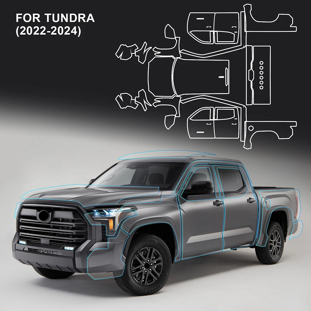 KUNGKIC 8.5mil Paint Protection Film Pre-Cut for Toyota Tundra 2022 2023 2024 Car Clear Bra Kit Transparent TPU PPF Body Sticker