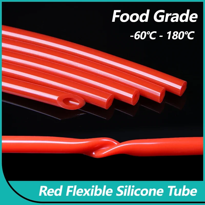 1/3/5/8/10m Food Grade Red Silicone Rubber Hose 1 2 3 4 5 6 8 10 12 14 15 16 18 20 24 31 38mm OD Nontoxic Flexible Silicone Tube