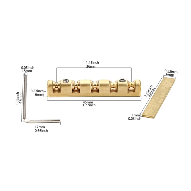 Height Adjustable Brass Roller Basses Nut 5 String Electric Basses Top Nut Music Instrument Parts Easy to Install